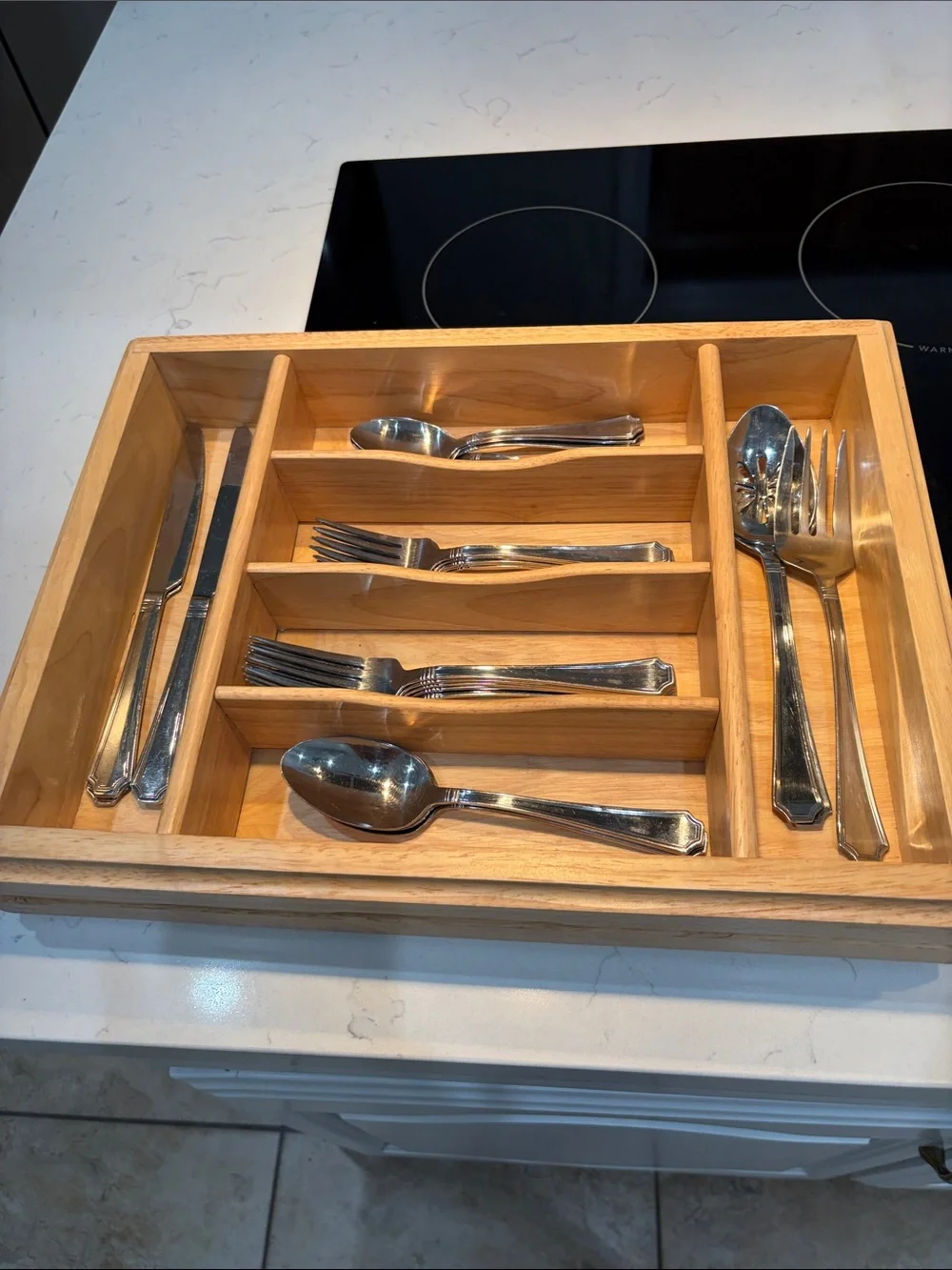 Gorham Wood Silverware Flatware Drawer Organizer Tray 6 Sections 16” X 12” X 3”